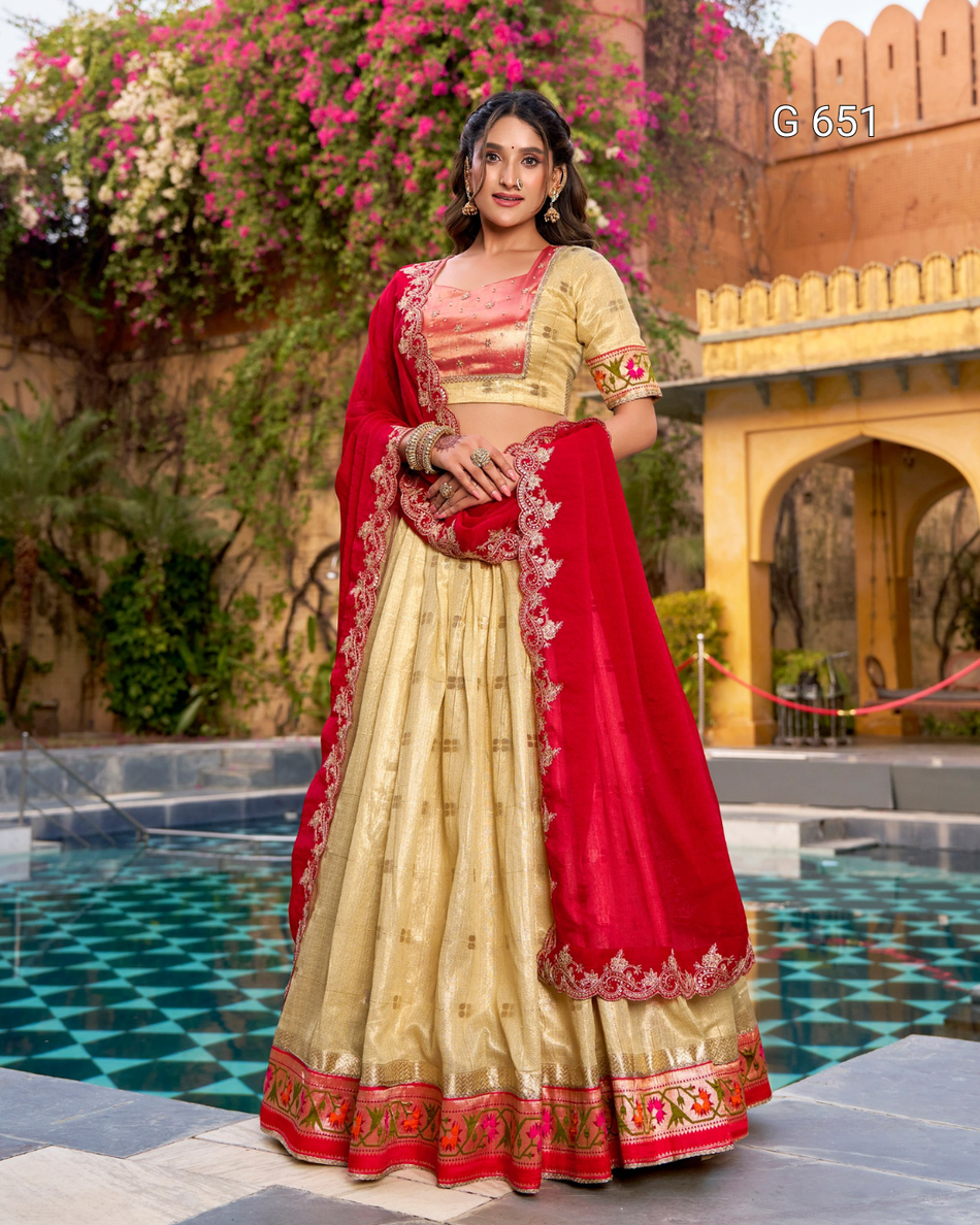 Graceful Wedding Lehenga with Elegant Pastel Tones  G 651