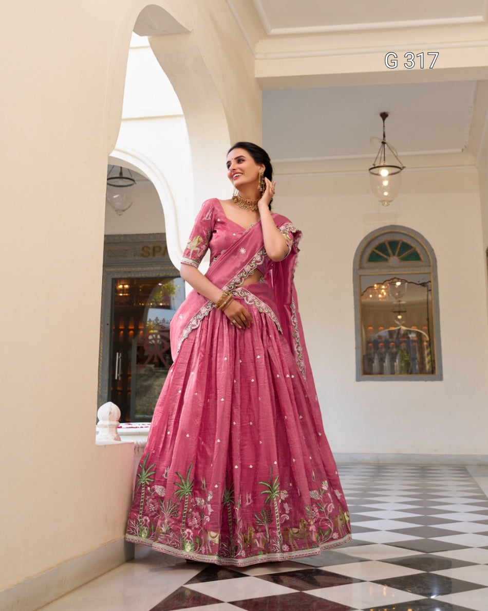 Gold Crush Lehenga with Sequins & Thread Embroidery – G317