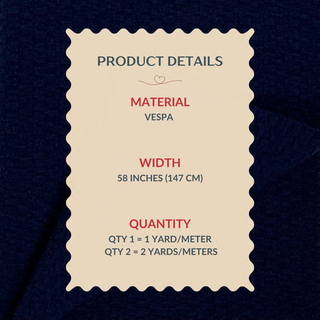 Product details label for VESPA material on a dark background
