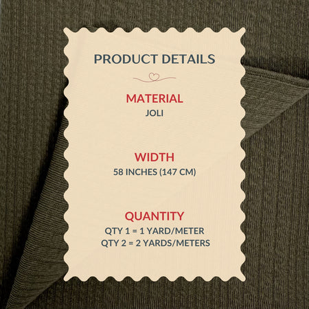 Product details label on a fabric background