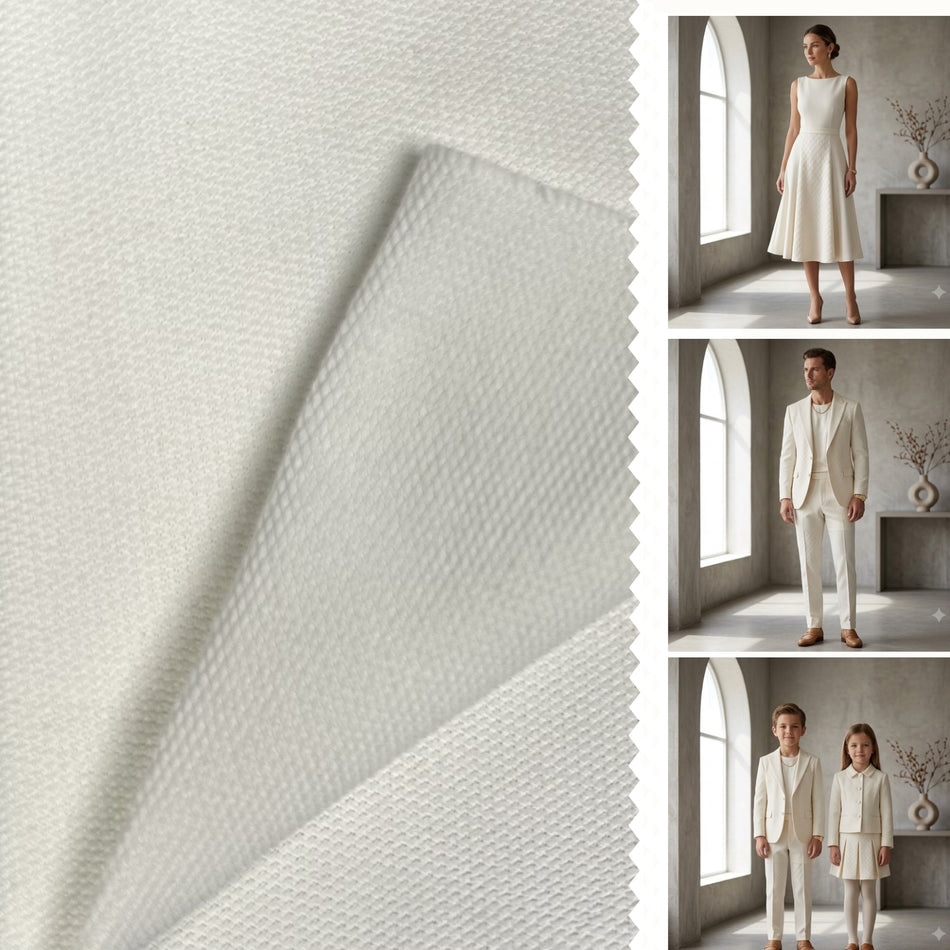 White Malai Knit Fabric by Yard, Poly Spandex Ultra Soft Stretch Material  GF 22