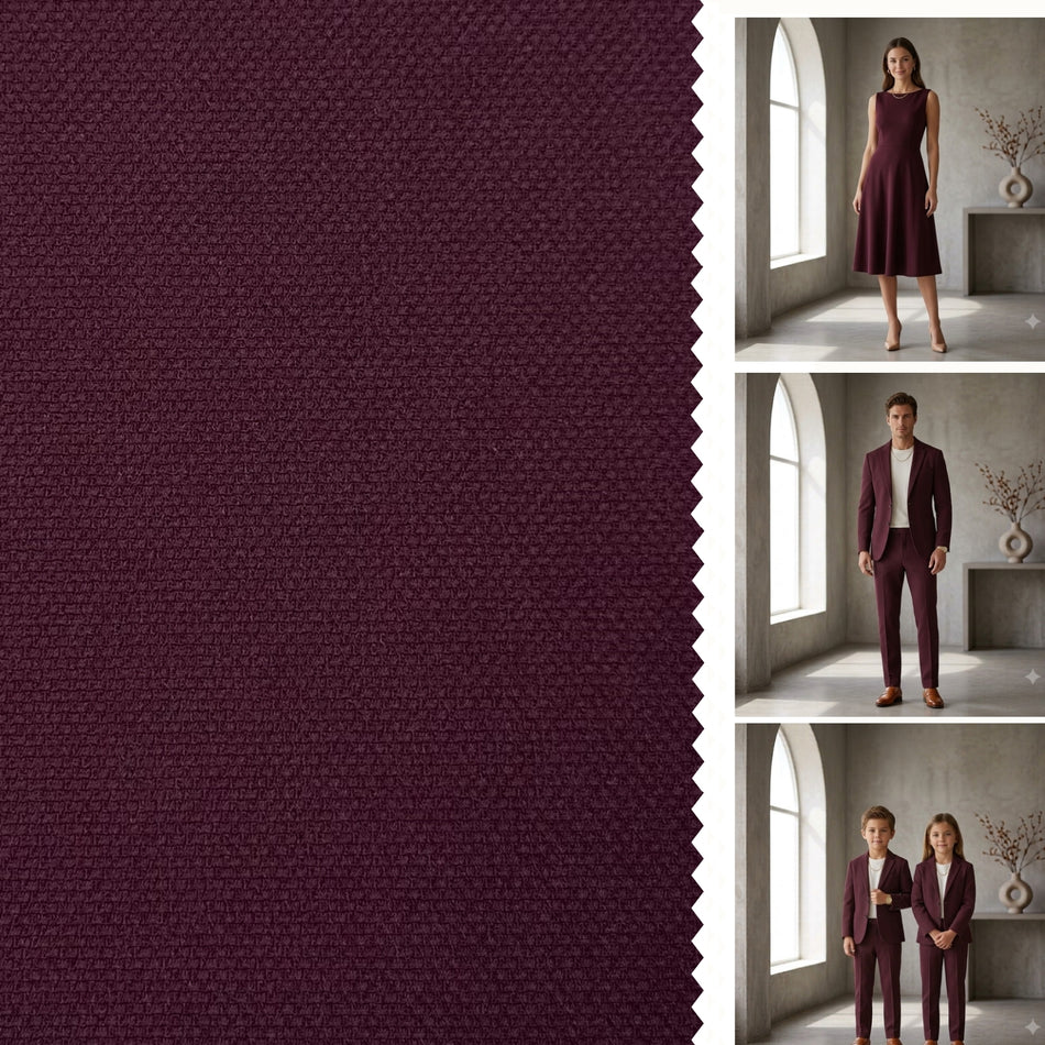 Dark Purple Peanut Knit Fabric by Yard, Poly Spandex Crinkle Pebble Stretch Material  GF 24