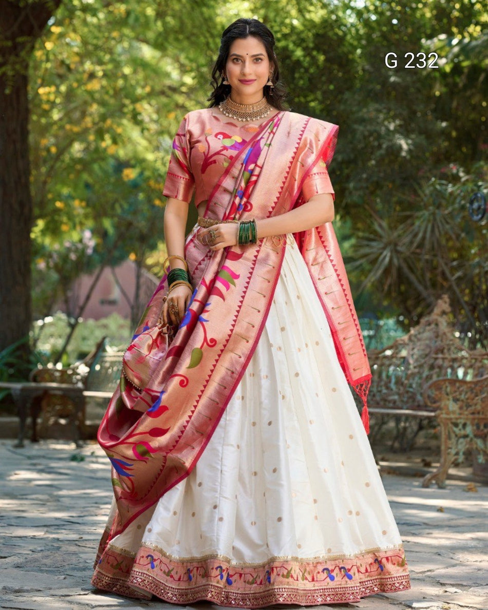 Paithani Jacquard Silk Lehenga with Zari Weaving Work & Tassels – G 232