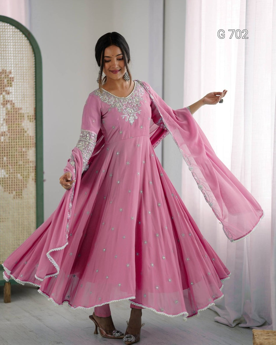 Luxurious Rainbow Sequence Anarkali for Celebrations G 702