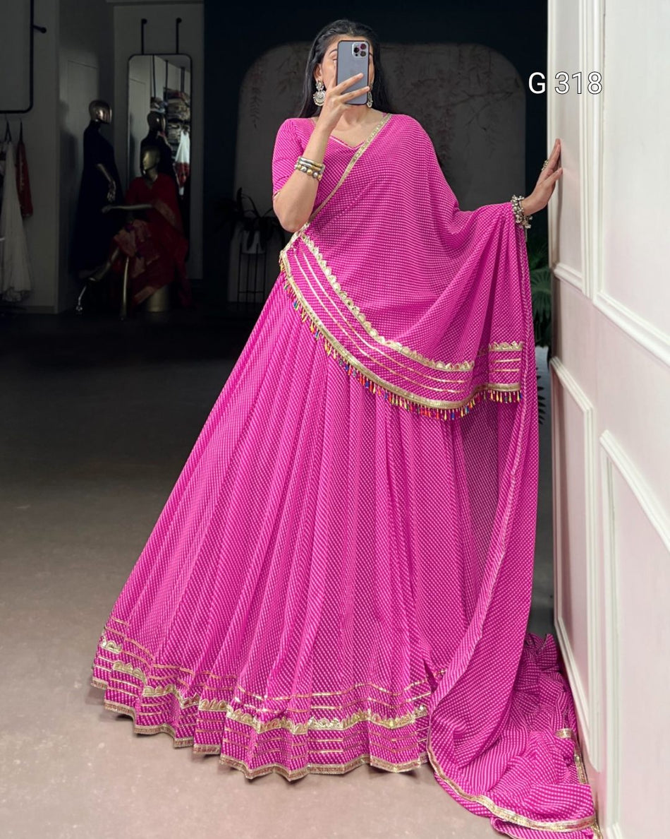 Georgette Lehenga with Printed Lace Touch Up – G318