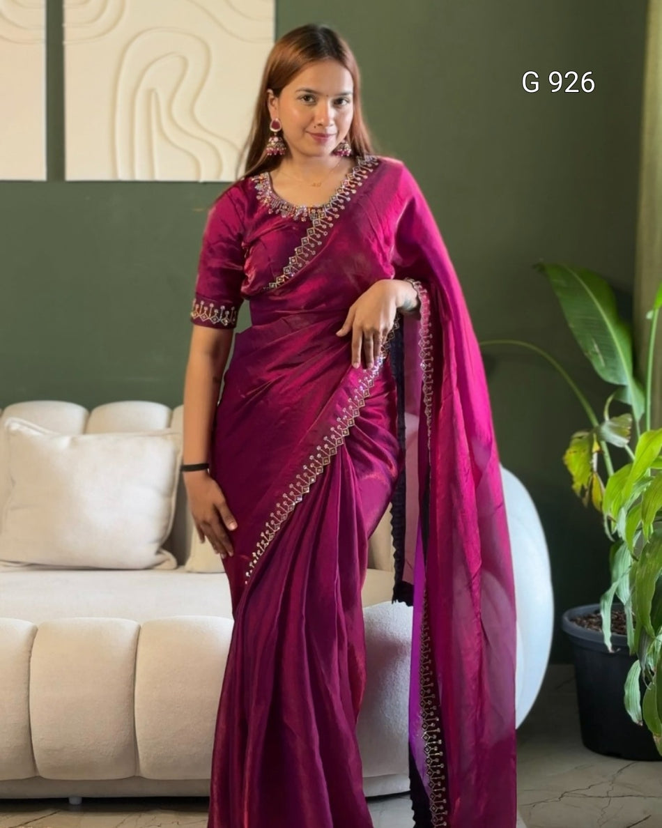 Elegant Zarkan Work Saree Collection - G 926