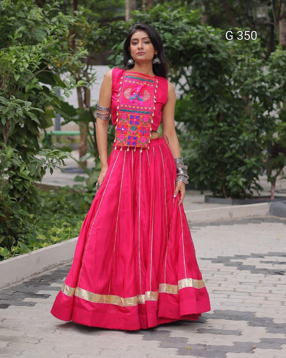 Roman Lehenga with Gota-Patti Lace & Mirror Embroidery - G350