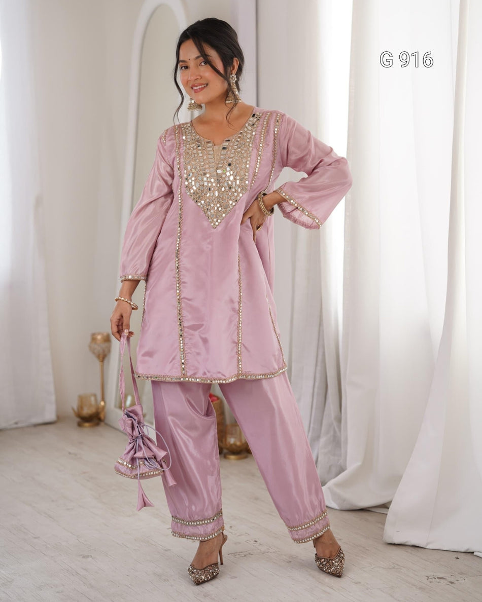 Stylish Kurti Pant Celebration Wear - G 916