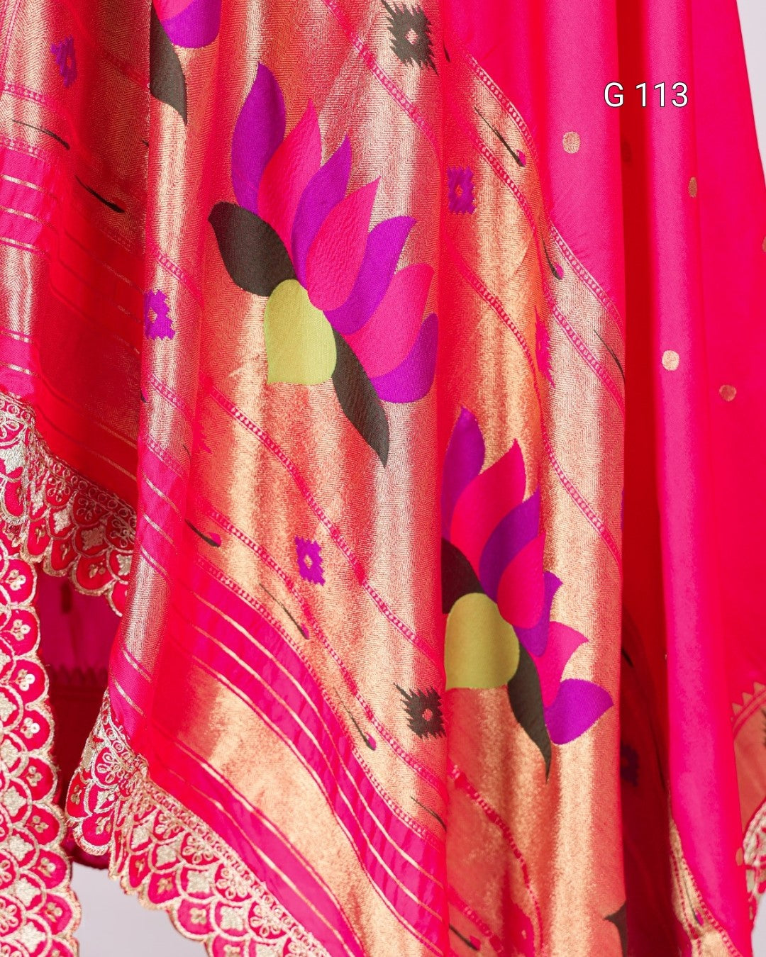 Colorful fabric with floral patterns on a plain background