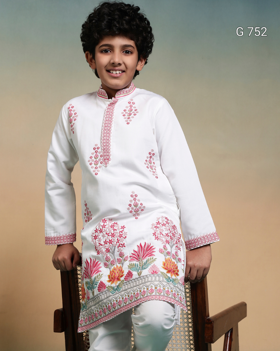 Premium Kids Kurta & Pant Set – Festive Viscose Silk & Cotton Outfit - G 752