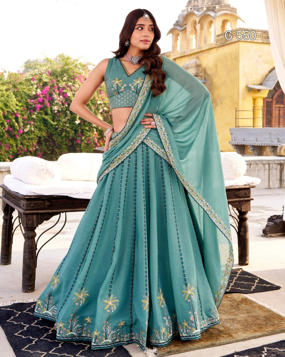 Stylish Bridesmaid Lehenga with Elegant Embroidery Detail - G 550