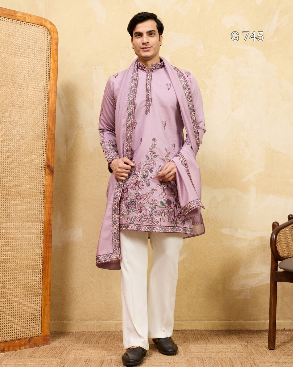 Premium Wedding Kurta with Traditional Dupatta Style  G 745