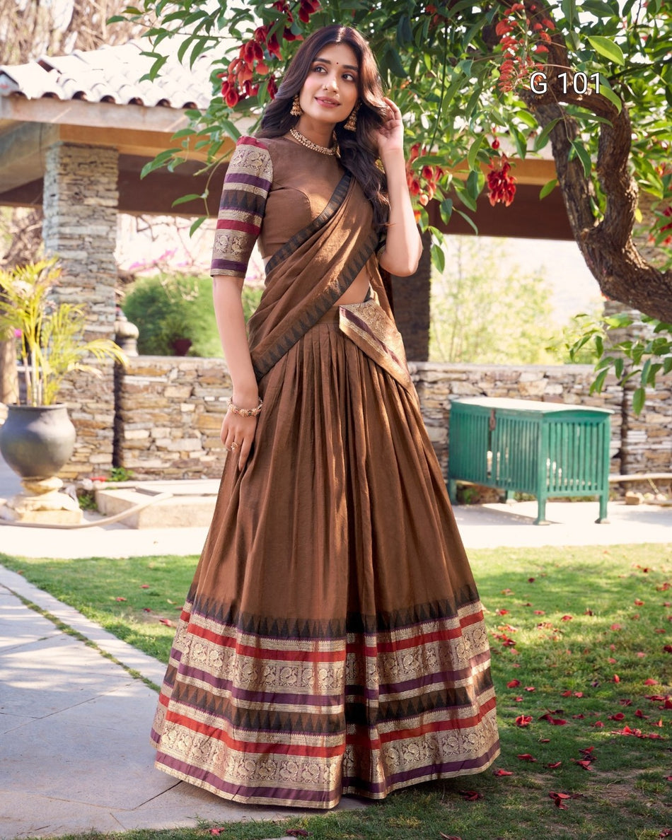 Pure Chanderi Lehenga with Zari Weaving Work – G 101