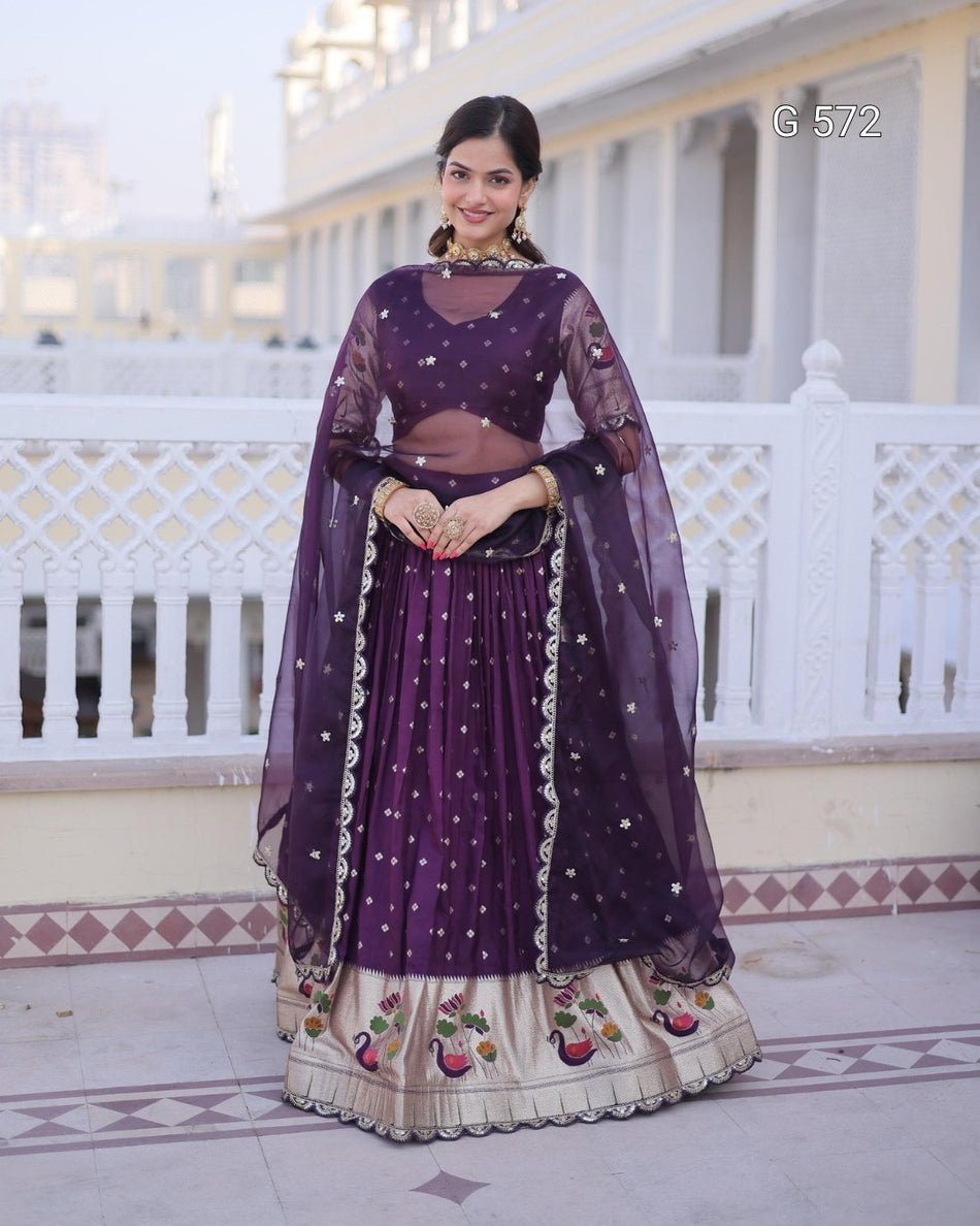 Premium Dola Silk Lehenga with Coding Embroidery - G 572