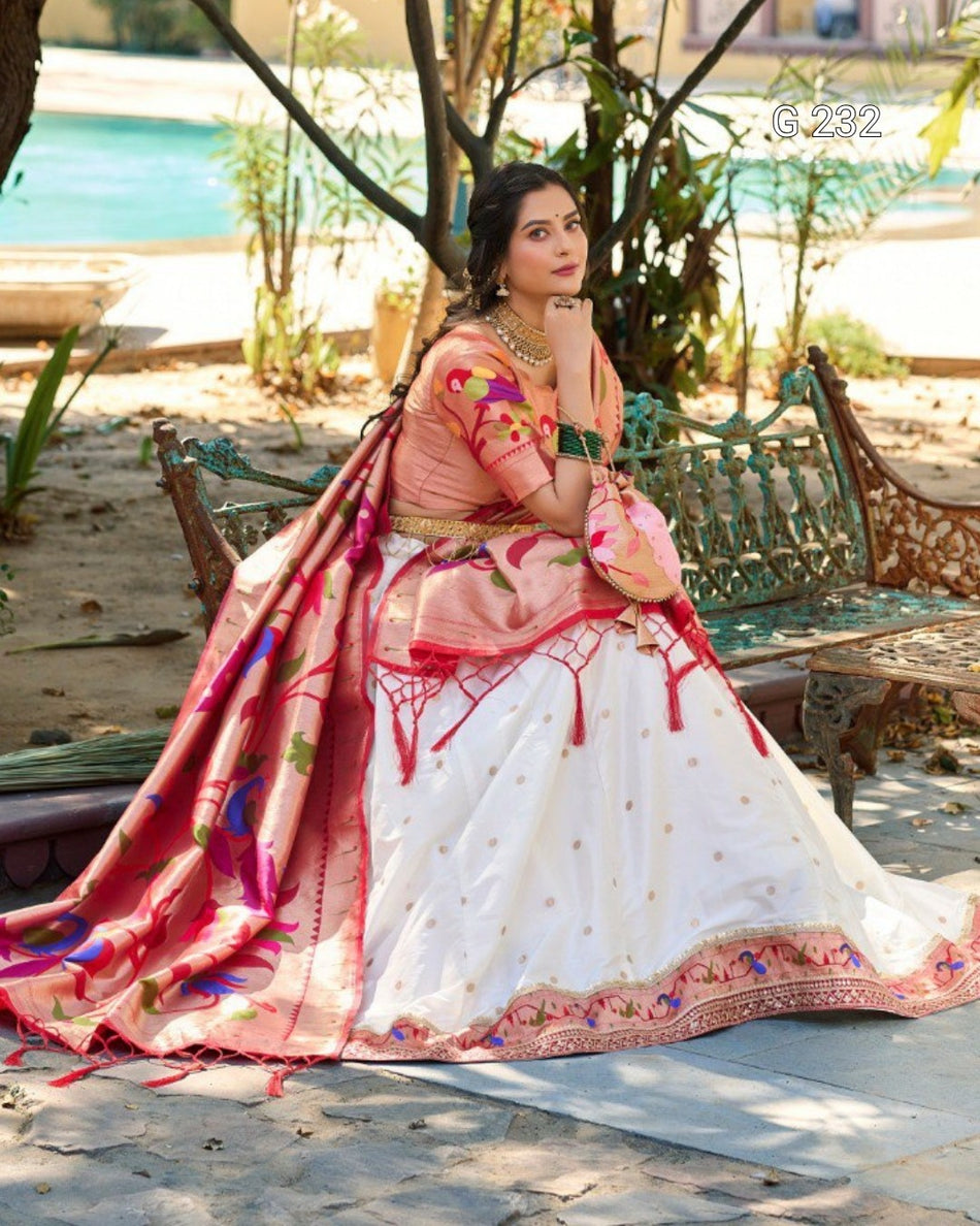 Paithani Jacquard Silk Lehenga with Zari Weaving Work & Tassels – G 232