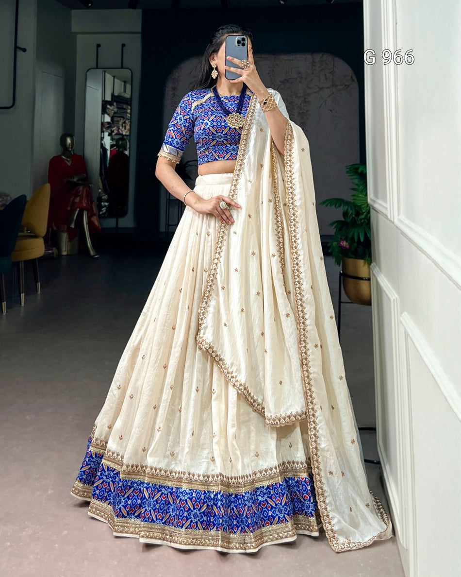 Vichitra Silk Embroidered Lehenga Collection - G 966