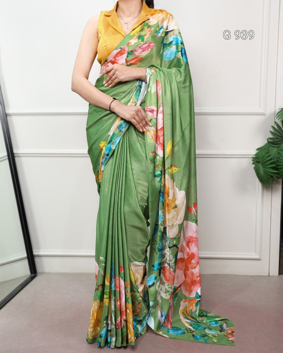 Premium Designer Satin Silk Saree - G 939