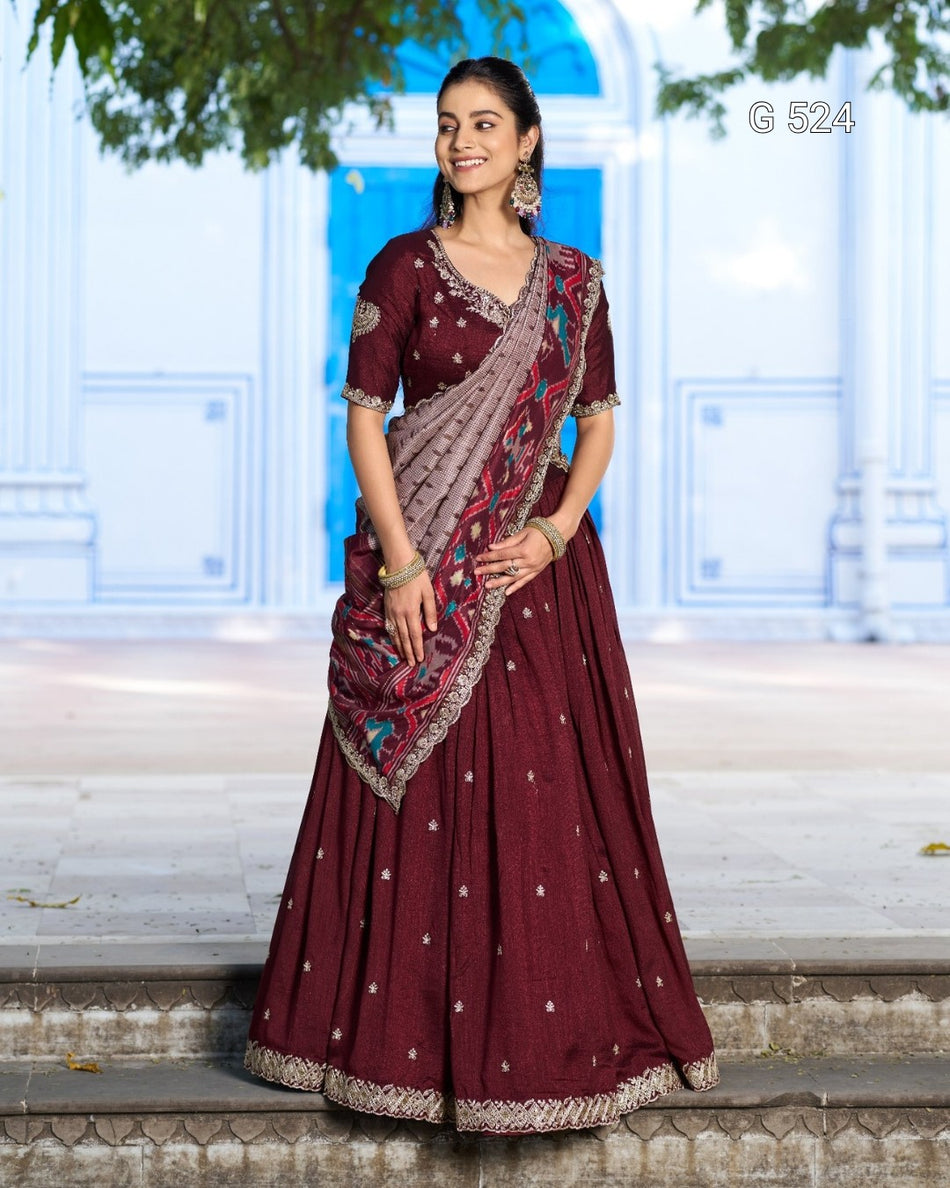 Graceful Vichitra Tussar Lehenga with Sophisticated Look -  G 524
