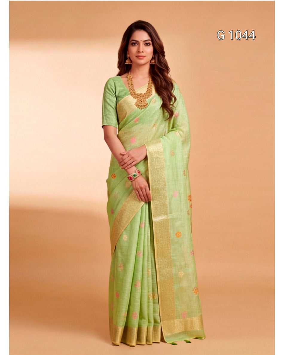 Elegant Linen Cotton Sarees for Everyday Ethnic Wear - G 1044