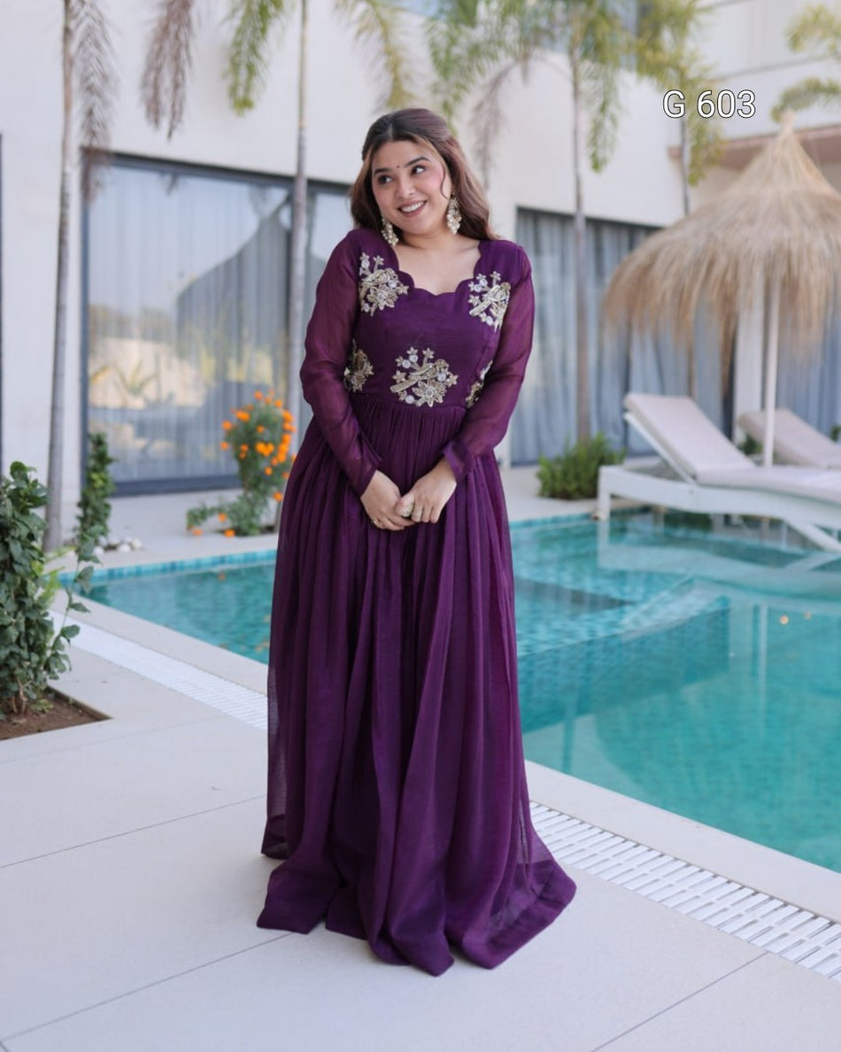 Stylish Designer Gown with Graceful Flair - G 603