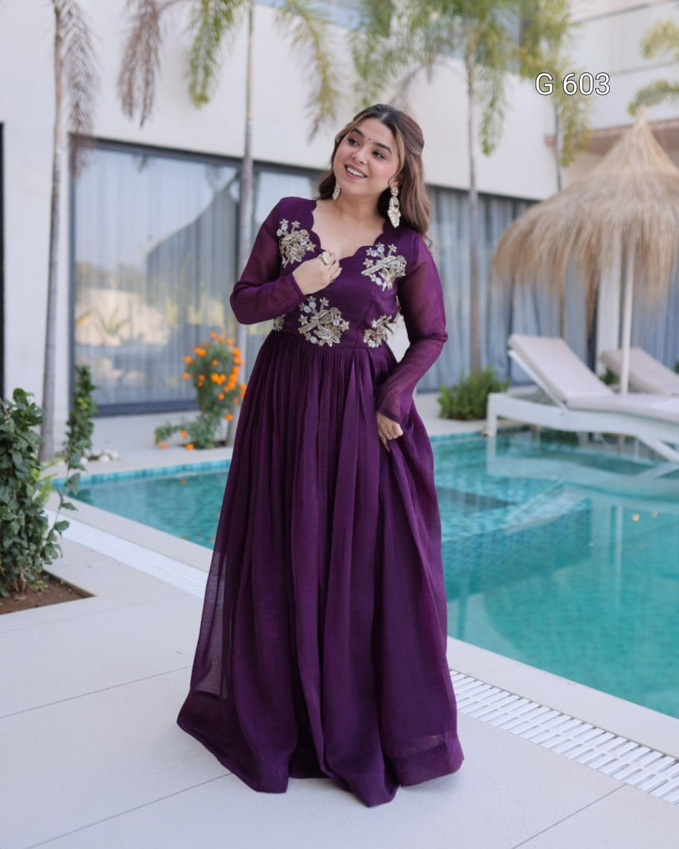 Stylish Designer Gown with Graceful Flair - G 603