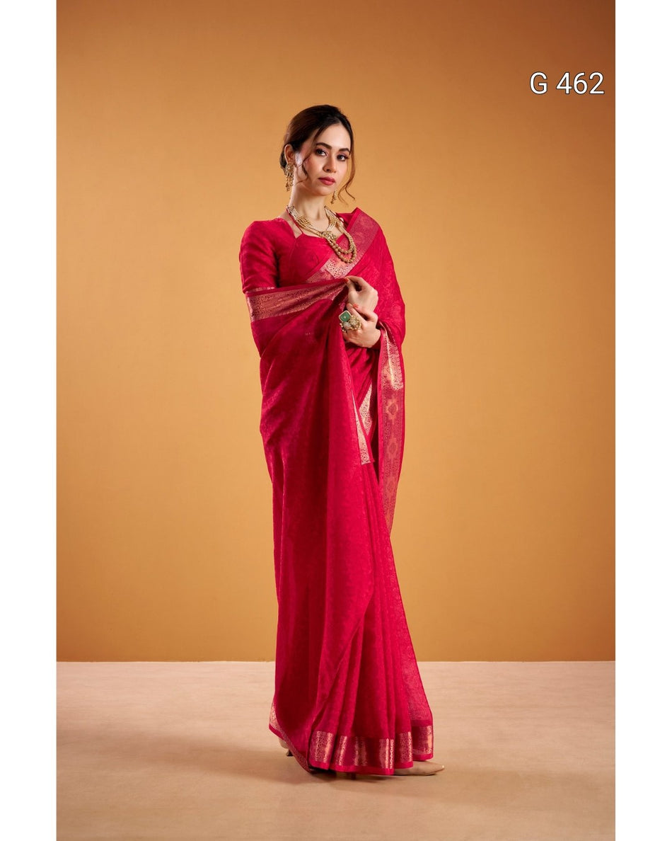Beautiful Shimmer Sarees with Elegant Border Detail - G 462