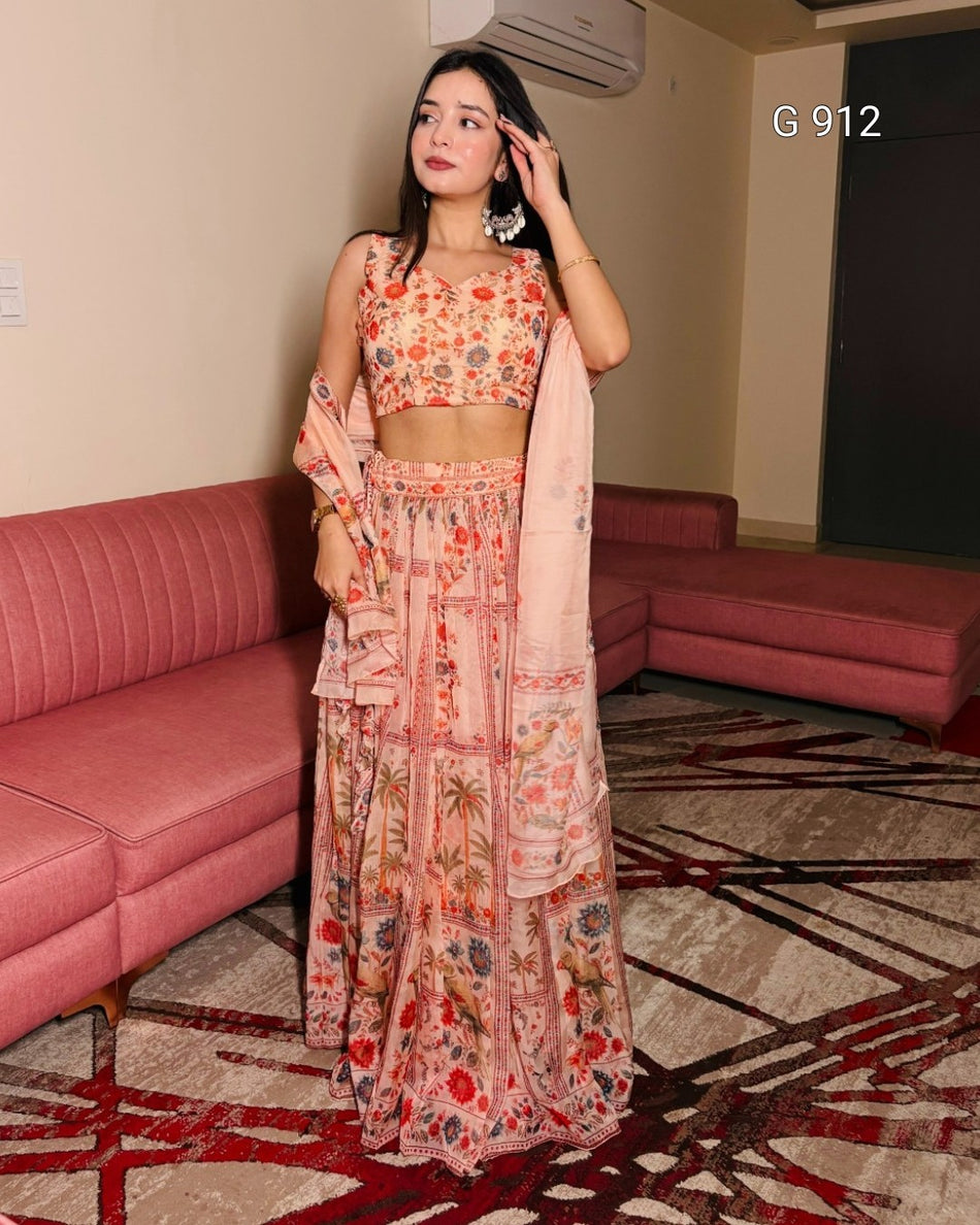 Floral Organza Lehenga Collection for Women - G 912