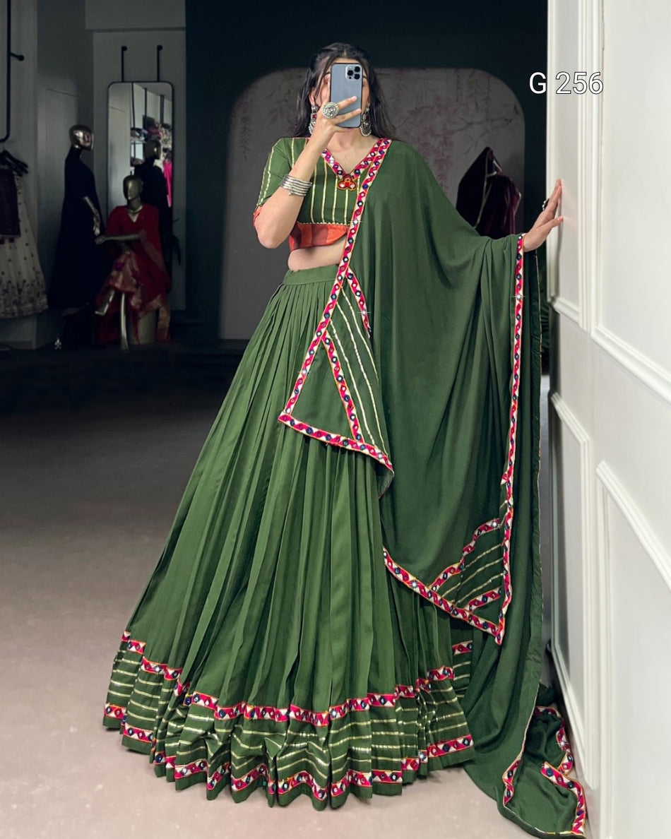 Sequins & Thread Embroidery Gold Crush Lehenga with Lace Border – G 256