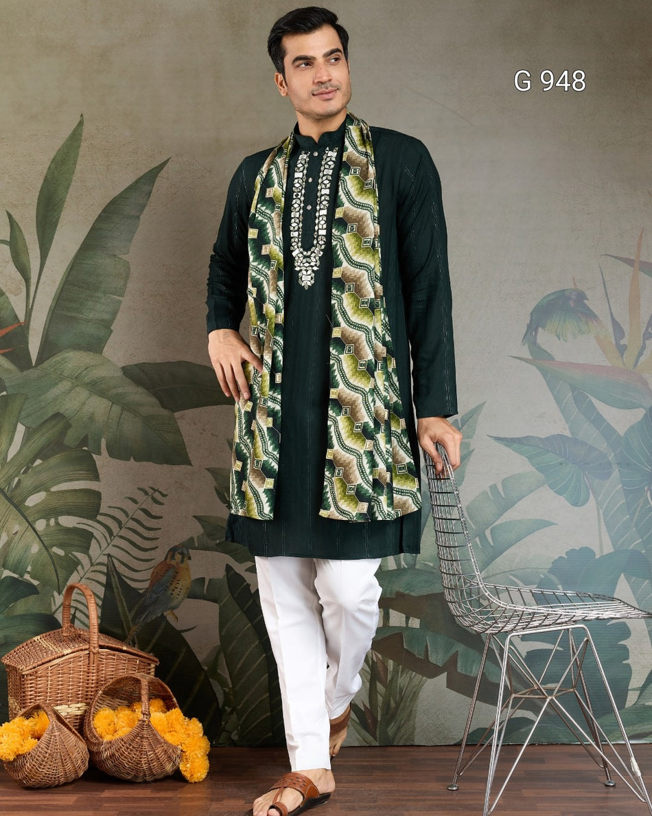 Royal Men's Kurta Dupatta Ensemble - G 948
