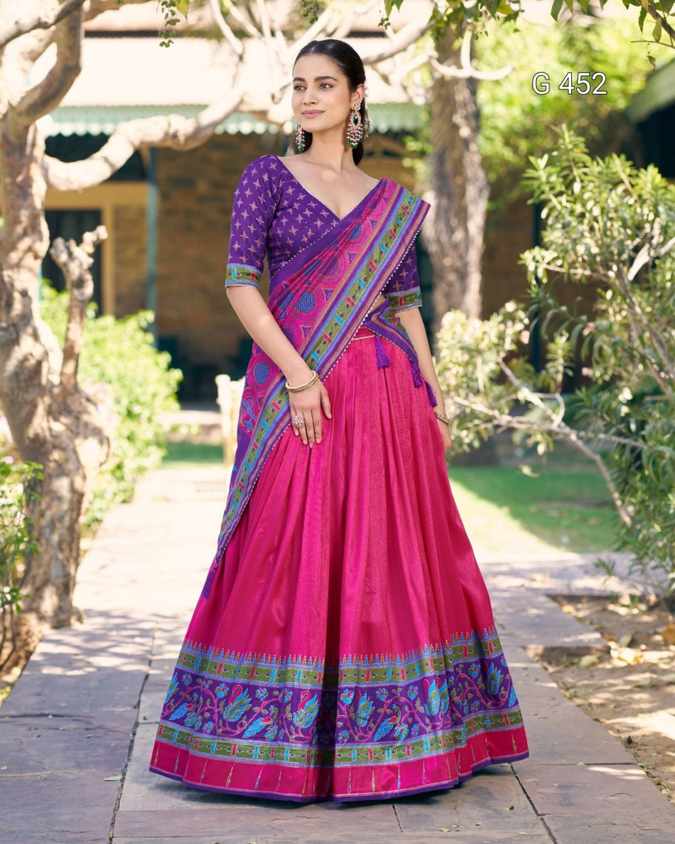 Designer Tasar Silk Lehenga Choli for Festive Style - G 452