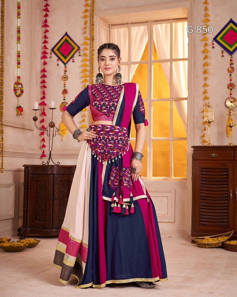 Woman in traditional outfit with decorative elements in a decorated room