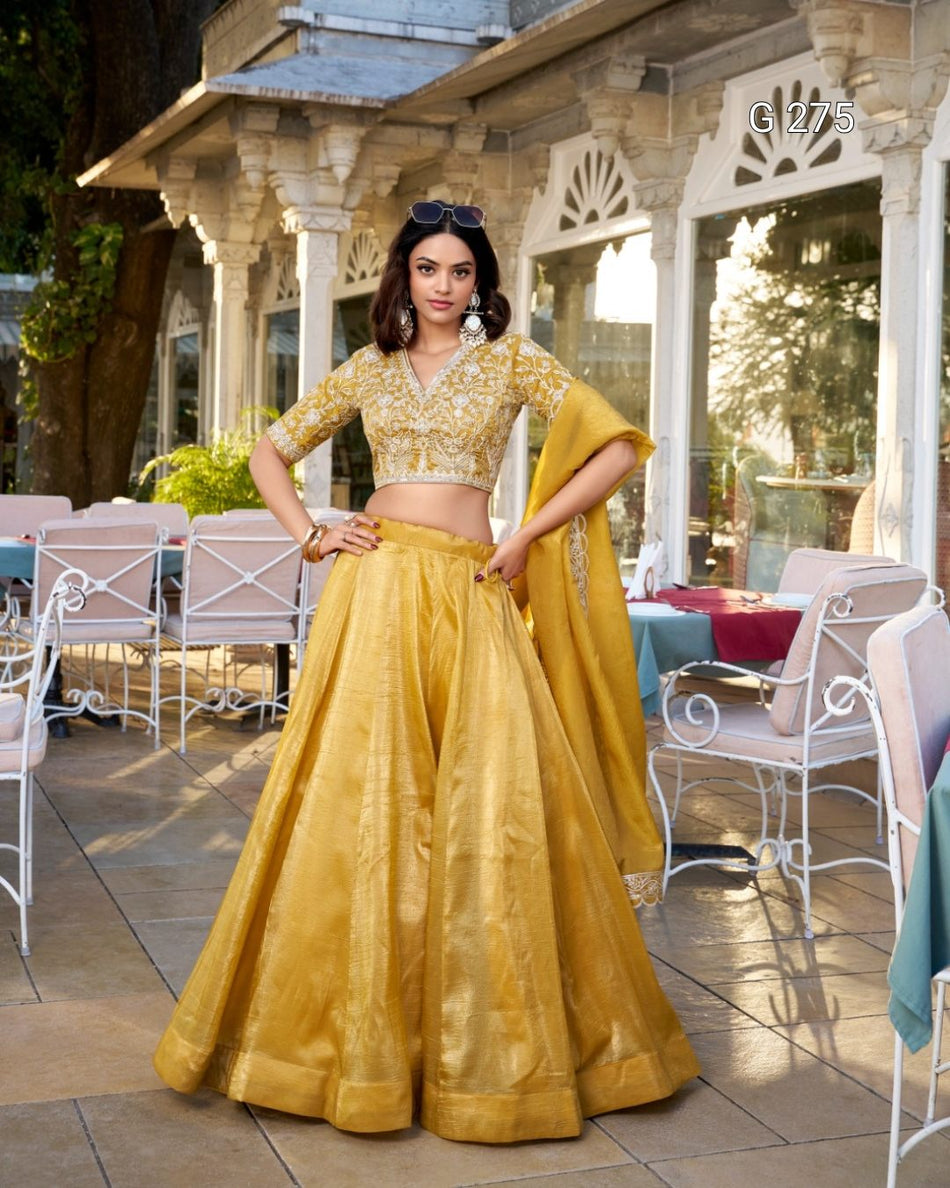 Plain Goldie Lehenga with Sequins & Thread Embroidery – G 275