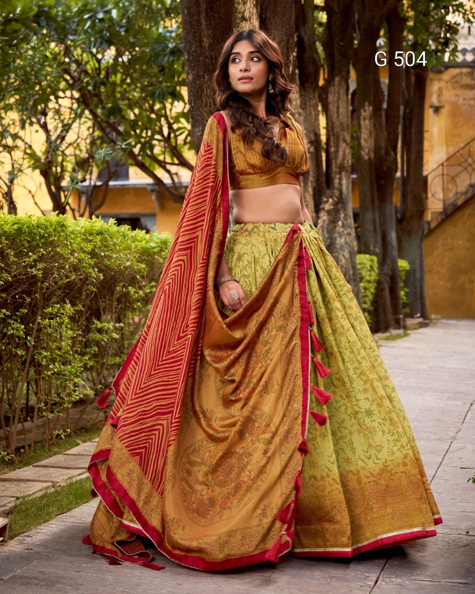 Elegant Vichitra Silk Lehenga with Modern Festive Touch - G 504