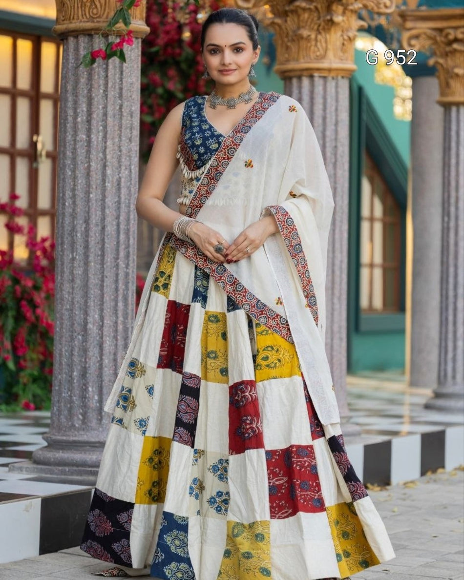 Handcrafted Khadi Cotton Lehenga Set - G 952