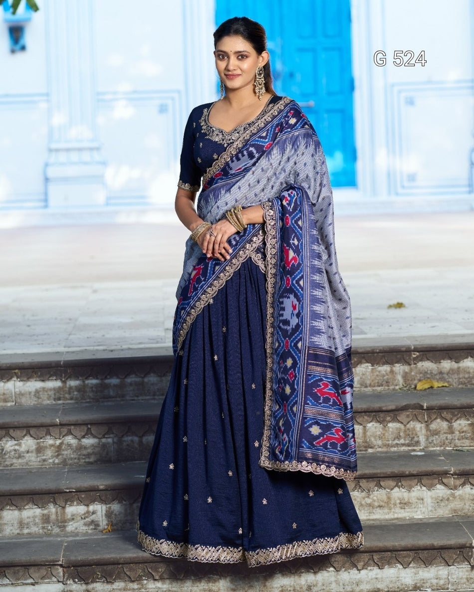Graceful Vichitra Tussar Lehenga with Sophisticated Look -  G 524
