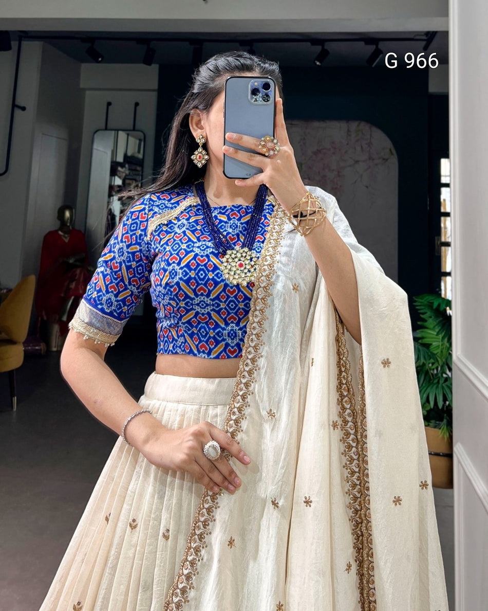 Vichitra Silk Embroidered Lehenga Collection - G 966
