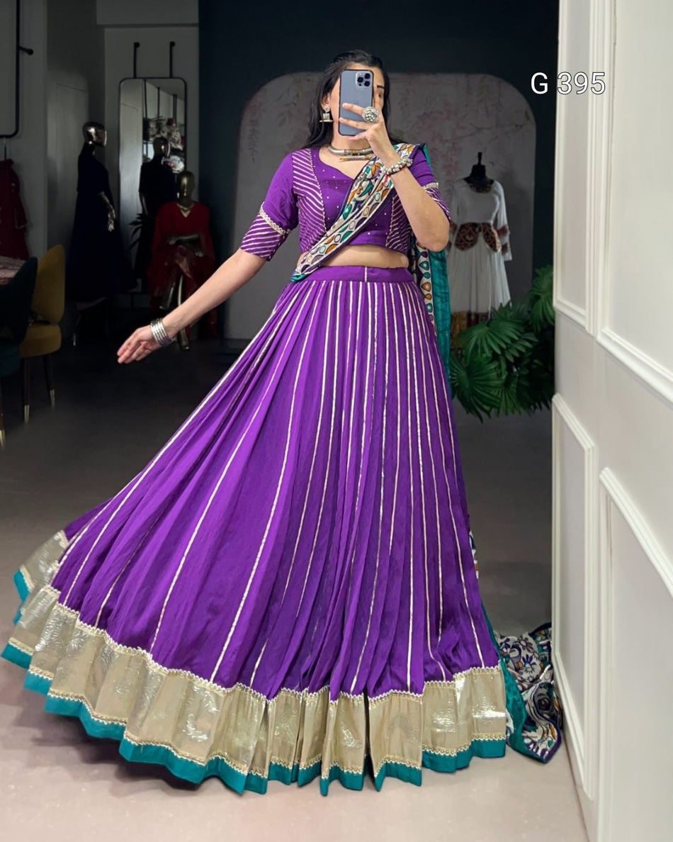 Pure Chanderi Lehenga with Zari Weaving & Embossed Design – G 395