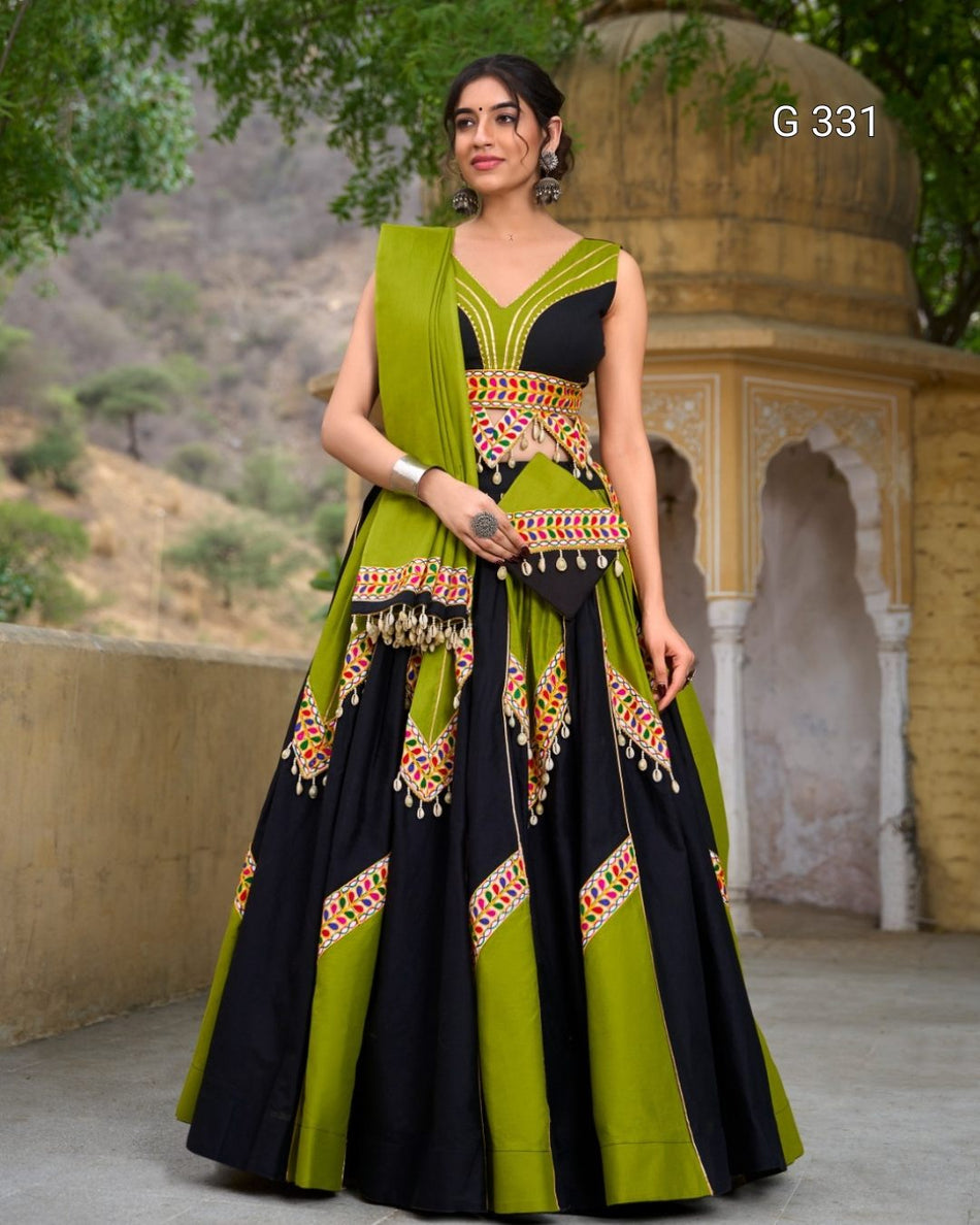 Pure Cotton Lehenga with Gamthi & Gota Patti Work – G 331
