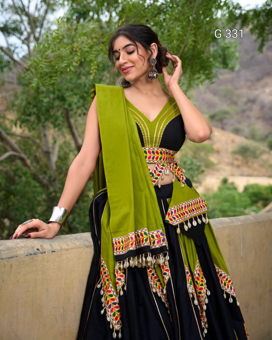 Pure Cotton Lehenga with Gamthi & Gota Patti Work – G 331