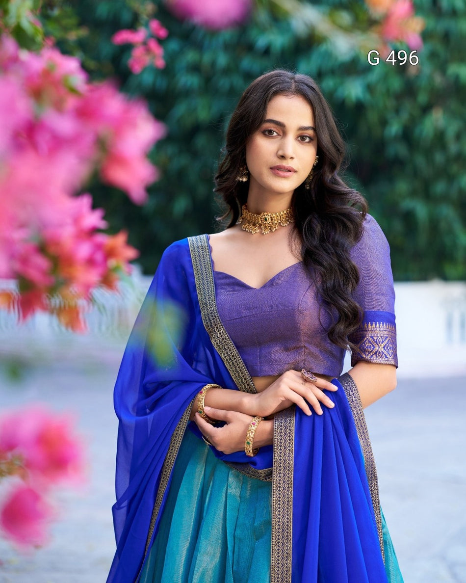 Elegant Kanchipuram Silk Lehenga with Traditional Appeal - G 496