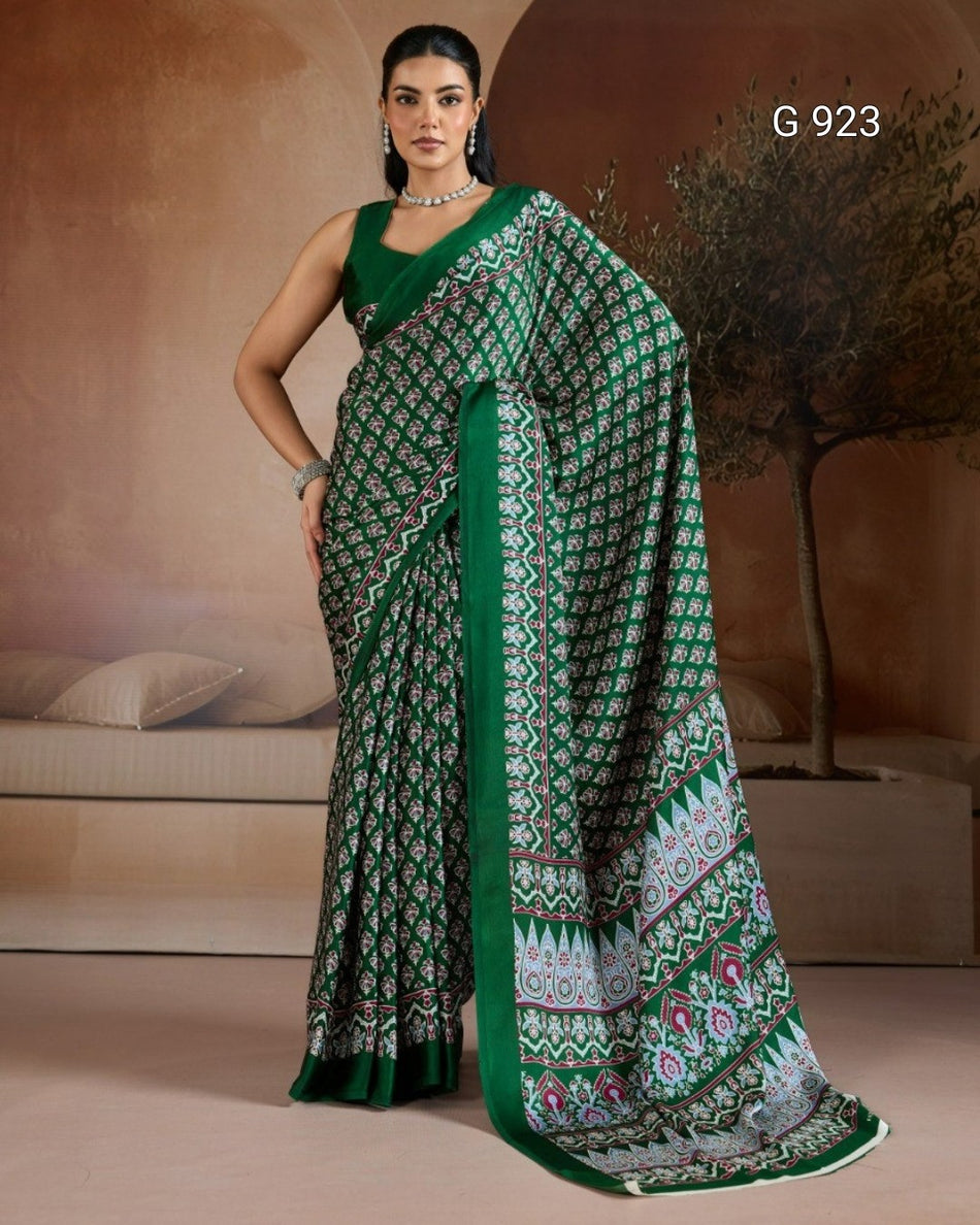 Women's Traditional Ajrakh Ethnic Saree - G 923