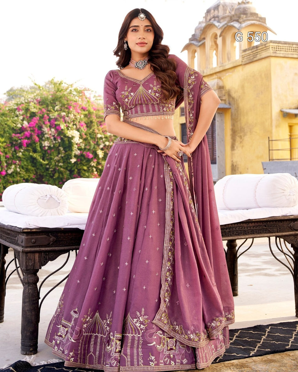 Stylish Bridesmaid Lehenga with Elegant Embroidery Detail - G 550