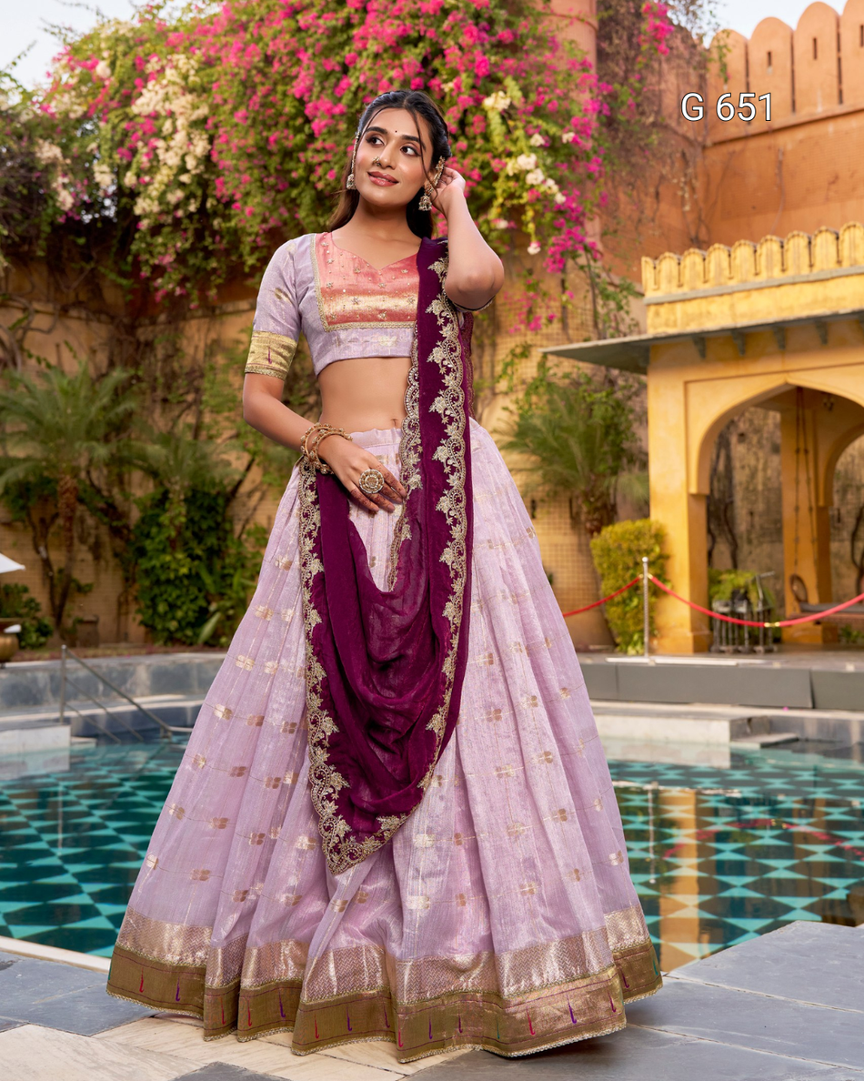 Graceful Wedding Lehenga with Elegant Pastel Tones  G 651