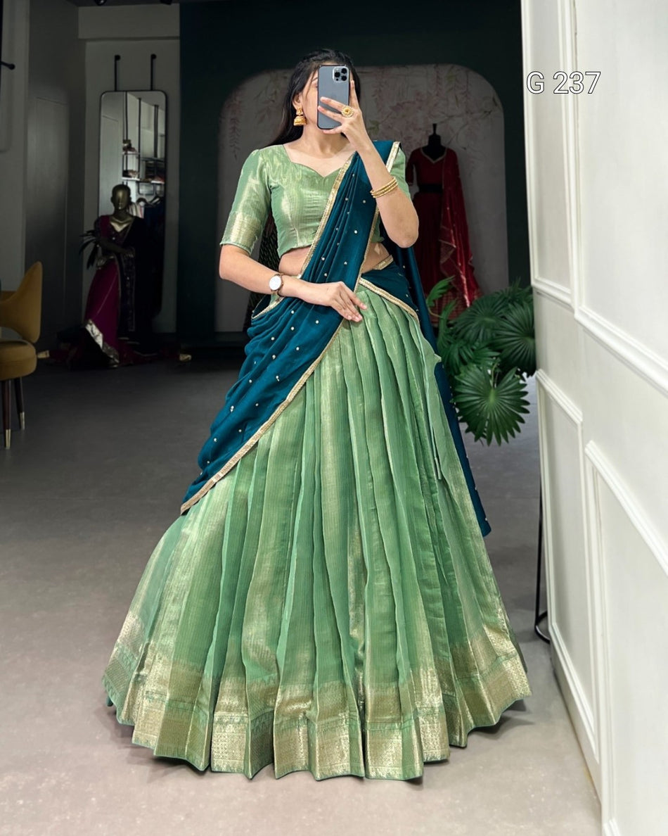 Zari Weaving Kanchipuram Lehenga with Vichitra Silk Dupatta – G 237