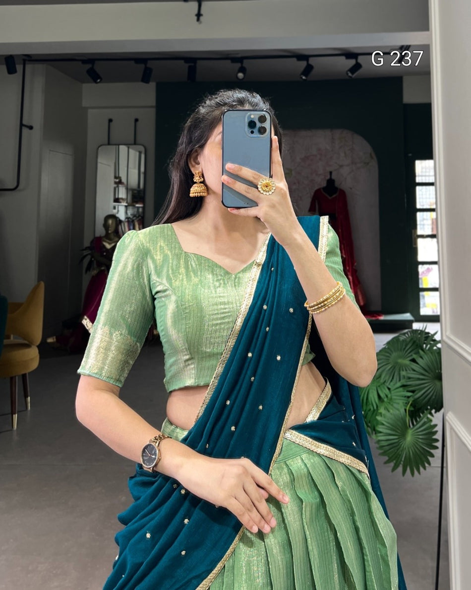 Zari Weaving Kanchipuram Lehenga with Vichitra Silk Dupatta – G 237