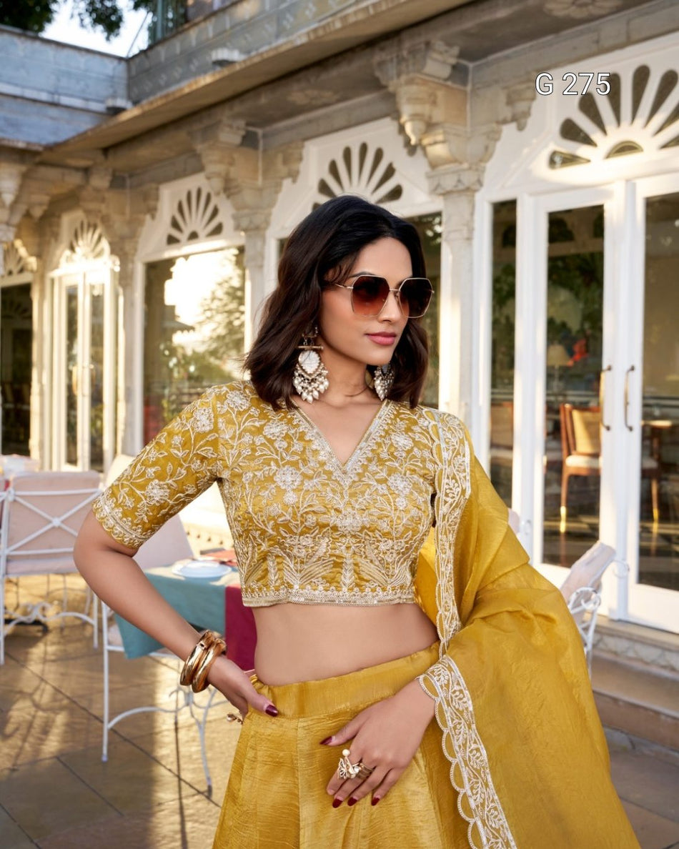 Plain Goldie Lehenga with Sequins & Thread Embroidery – G 275