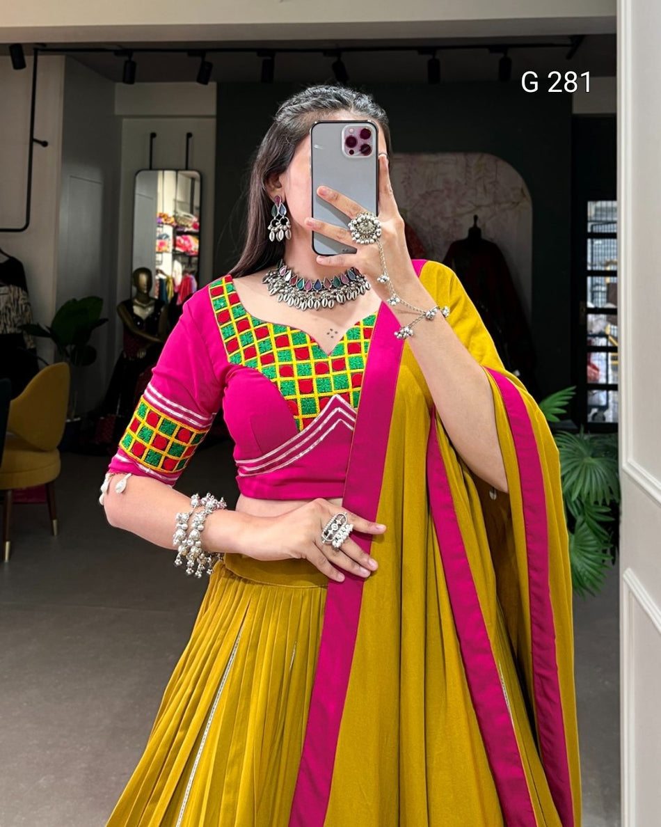Plain Rayon Lehenga with Gamthi & Gota Patti Blouse – G 281