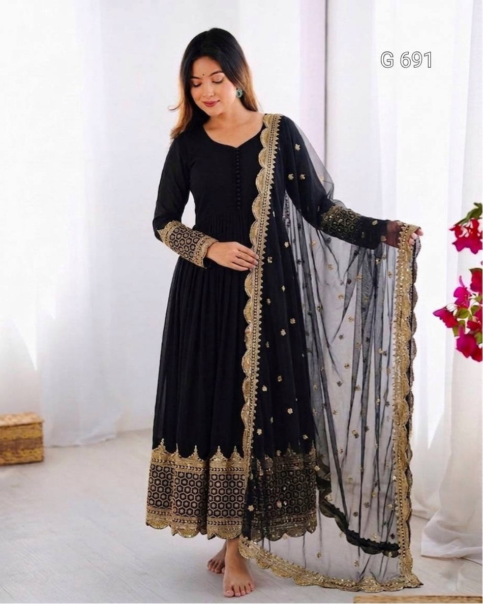Luxurious Sequence Work Anarkali with Ethnic Charm - G 691