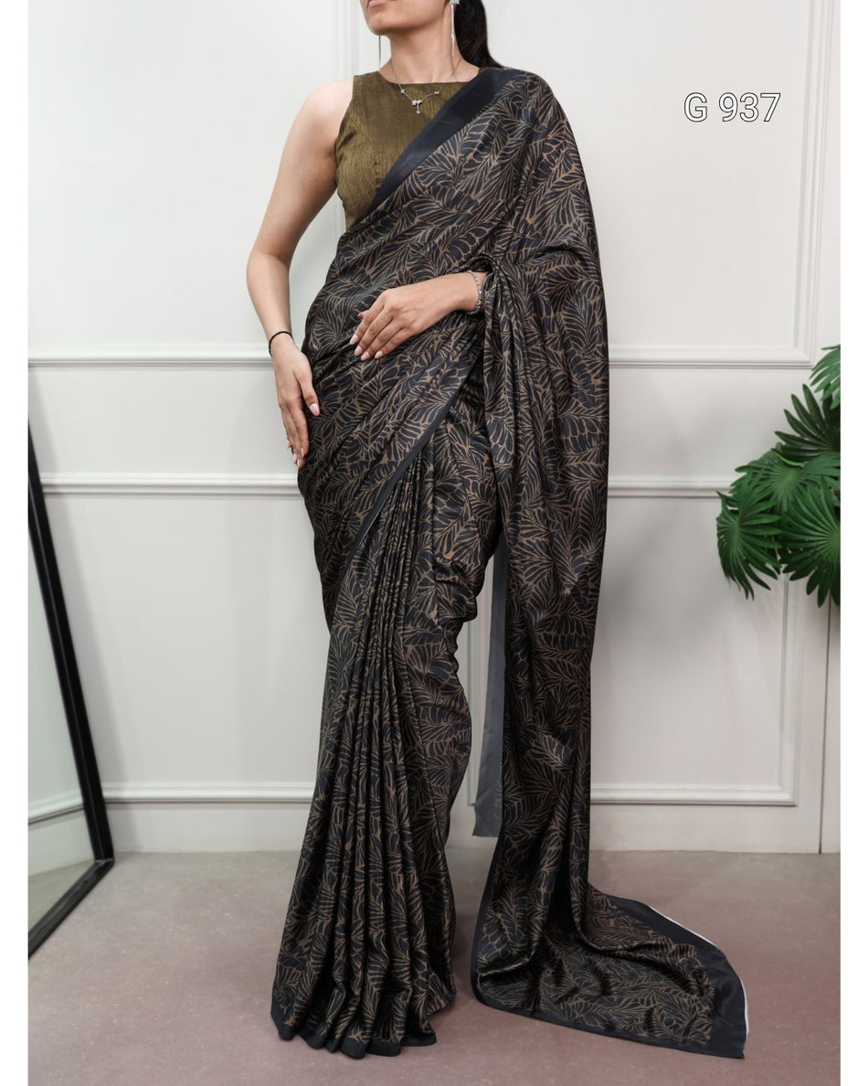 Traditional Printed Satin Silk Saree - G 937