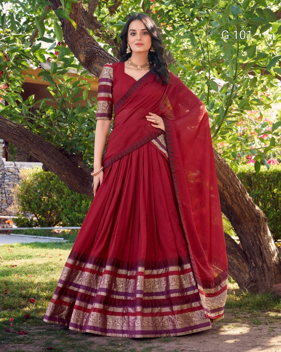 Pure Chanderi Lehenga with Zari Weaving Work – G 101